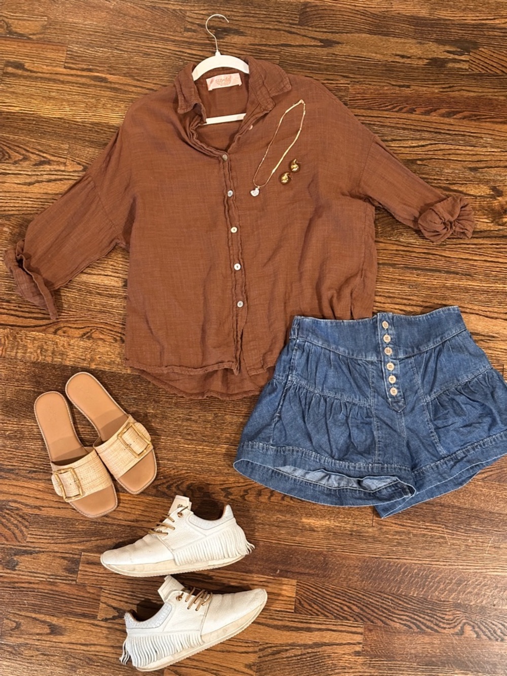 Scandal Button-Down Cotton Gauze Shirt